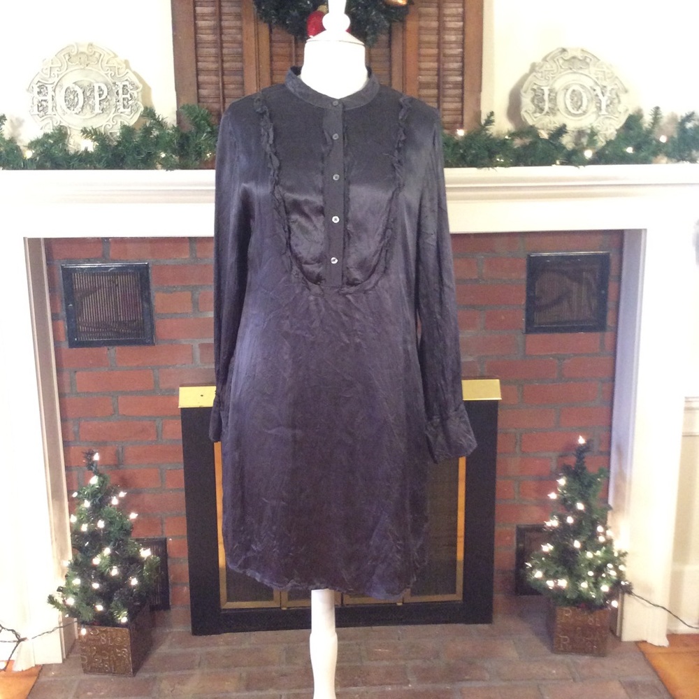 Banana Republic Charcoal Gray Silk Chemise Dress NWT - Picture 2 of 13